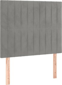 vidaXL Κρεβάτι Boxspring με Στρώμα &amp; LED Αν.Γκρι 100x200 εκ. Βελούδινο