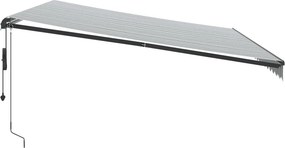 vidaXL Τέντα Πτυσσόμενη Αυτόματη με LED Ανθρακί / Λευκή 500x350 εκ.