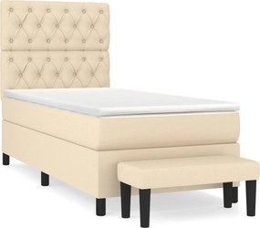 vidaXL Κρεβάτι Boxspring με Στρώμα Κρεμ 80 x 200 εκ. Υφασμάτινο
