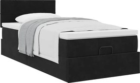 vidaXL Οθωμανικό κρεβάτι με στρώμα Μαύρο 90x190cm Velvet