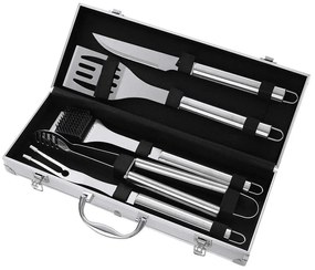 Εργαλεία Barbeque Σε Κασετίνα (Σετ 5 Τμχ) V0184 Inox-Black Kaiser Stainless Steel