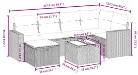 vidaXL Καναπές Σετ 7 Τεμαχίων Μαύρο Συνθετικό Ρατάν με Μαξιλάρια