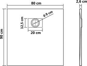 vidaXL Βάση Ντουζιέρας Μαύρη 90 x 80 εκ. από SMC
