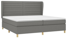 vidaXL Κρεβάτι Boxspring με Στρώμα Σκούρο Γκρι 200x200 εκ. Υφασμάτινο