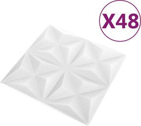 vidaXL Πάνελ τοίχου 48 τμχ. 50 x 50 cm Οριγκάμι Άσπρο Φελιζόλ XPS