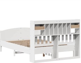 vidaXL Κρεβάτι Βιβλιοθήκη Χωρίς Στρώμα 140x200 εκ Μασίφ Ξύλο Πεύκο