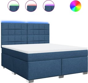 vidaXL Κρεβάτι Boxspring με Στρώμα Μπλε 180x200 εκ. Υφασμάτινο