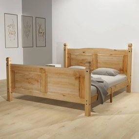 Κρεβάτι Μεξικ. Στιλ Corona 160 x 200 εκ. Ξύλο Πεύκου με Στρώμα - Καφέ