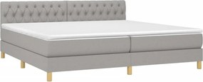 vidaXL Κρεβάτι Boxspring με Στρώμα Ανοιχτό Γκρι 200x200 εκ. Υφασμάτινο