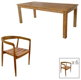 Τραπεζαρία 7τεμ.Noody-Wooly  teak ξύλο σε φυσική απόχρωση