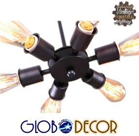 GloboStar® CONFOR 01036 Μοντέρνο Industrial Φωτιστικό Οροφης Πολύφωτο Μαύρο Μεταλλικό Φ24 x Y8cm