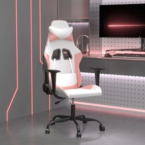 Καρέκλα Gaming Λευκό και Ροζ από Συνθετικό Δέρμα - Λευκό