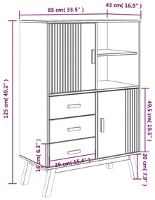 Ντουλάπι OLDEN 85 x 43 x 125 εκ. από Μασίφ Ξύλο Πεύκου - Καφέ