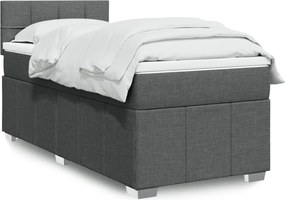 vidaXL Κρεβάτι Boxspring με Στρώμα Σκούρο Γκρι 90x190 εκ. Υφασμάτινο