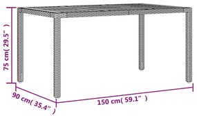 Τραπέζι Κήπου Επιφάνεια Ακακίας Μαύρο 150x90x75 εκ Συνθ Ρατάν - Μαύρο