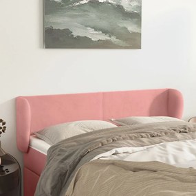 Κεφαλάρι με Πτερύγια Ροζ 147x23x78/88 εκ. Βελούδινο - Ροζ