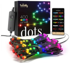 400 Smart LED RGB Twinkly Dots (TWD400STP-BEU), 20 Μέτρα, με Μαύρο Καλώδιο, Bluetooth, WiFi, Dimmer Και Έλεγχο μέσω Κινητού Τηλεφώνου