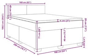 Κρεβάτι Boxspring με Στρώμα Taupe 160x200 εκ. Υφασμάτινο - Μπεζ-Γκρι