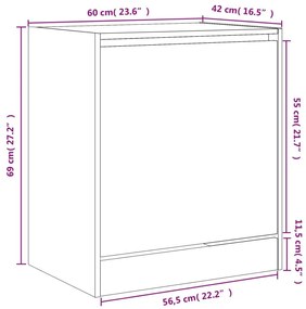 Παπουτσοθήκη Sonoma Δρυς 60x42x69 εκ. από Επεξεργασμένο Ξύλο - Καφέ