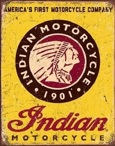 Μεταλλική πινακίδα INDIAN MOTORCYCLES - Since 1901, (31.5 x 40 cm)