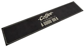 Χαλί Κουζίνας Πλενόμενο Επιγραφή Coffee 60x300 εκ. Βελούδο - Μαύρο