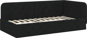 vidaXL Κρεβάτι Γωνίας Μαύρο 90 x 190 cm ύφασμα