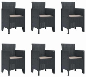 vidaXL Σέτ φαγητού για κήπο 7 pcs Ανθρακί Rattan Polt