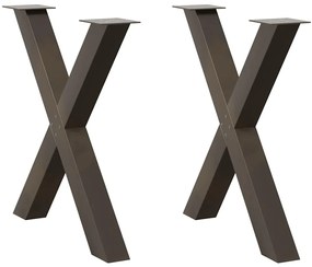 vidaXL Πόδια Τραπεζαρίας σε Σχήμα Χ, 2 τεμ. από Φυσικό Ατσάλι 80x(72-73) εκ. Ατσάλι