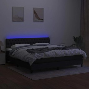 vidaXL Κρεβάτι Boxspring με Στρώμα &amp; LED Μαύρο 180x200 εκ. Υφασμάτινο
