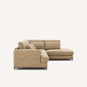 Γωνιακός καναπές-κρεβάτι δεξιός, από βαμβακερό ύφασμα, Marsile