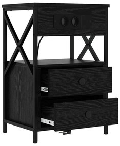 vidaXL Κομοδίνο 2 pcs Μαύρη δρυς 40 x 31 x 60 εκ. Επεξεργασμένο ξύλο