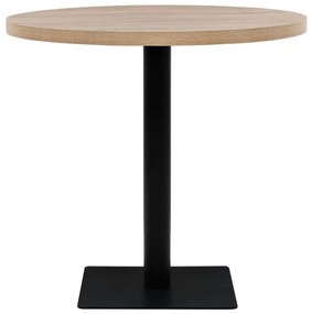 Τραπέζι Bistro Στρογγυλό Χρώμα Δρυός 80 x 75 εκ. MDF / Ατσάλι - Μπεζ