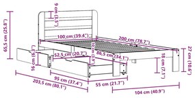 Σκελετός Κρεβ. Χωρίς Στρώμα Καφέ Κεριού 100x200 εκ Μασίφ Πεύκο - Καφέ