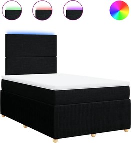 vidaXL Κρεβάτι Boxspring με Στρώμα Μαύρο 120x200 εκ. Υφασμάτινο