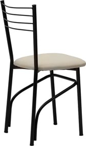 Καρέκλα "ΡΙΓΑ" από μέταλλο/τεχνόδερμα σε μαύρο gloss/εκρού χρώμα 40x36x83