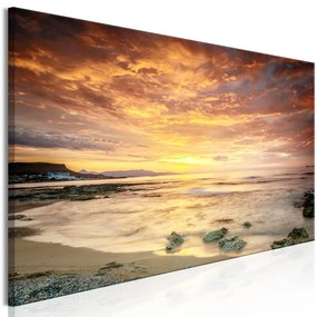 Πίνακας - Beach in Crete (1 Part) Narrow Orange 135x45