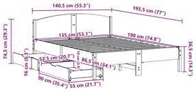 Σκελετός Κρεβ. Χωρίς Στρώμα Καφέ Κεριού 135x190 εκ Μασίφ Πεύκο - Καφέ