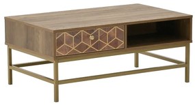 Τραπέζι σαλονιού Brilo Inart καφέ-χρυσό ξύλο 101x59x43εκ