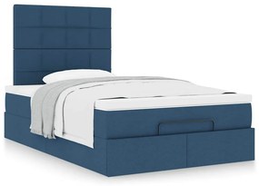 VidaXL Οθωμανικό κρεβάτι με στρώμα μπλε 120x190 cm ύφασμα