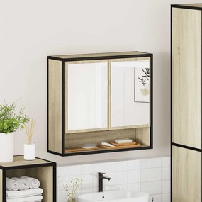 vidaXL Ντουλάπι Καθρέφτη Μπάνιου Sonoma Δρυς 65 x 20 x 60 εκ. από Τεχνητό Ξύλο