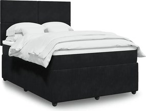 vidaXL Κρεβάτι Boxspring με Στρώμα Μαύρο 140x200 εκ. Βελούδινο