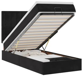 Οθωμανικό κρεβάτι με στρώματα &amp; LEDs Μαύρο 80x200cm Velvet 3314428
