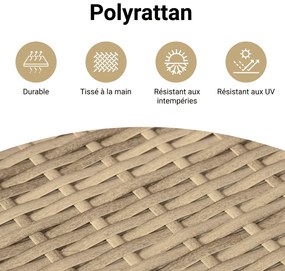 Τραπέζι Δίσκος Πτυσσόμενο Μπεζ 65x40x75 εκ. Συνθετικό Ρατάν - Μπεζ