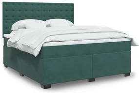 vidaXL Κρεβάτι Boxspring με Στρώμα Σκούρο Πράσινο 180x200εκ. Βελούδινο