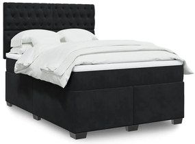 vidaXL Κρεβάτι Boxspring με Στρώμα Μαύρο 140x190 εκ. Βελούδινο