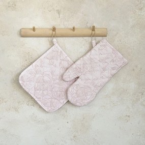 Σετ Κουζίνας 2τμχ Γάντι Με Πιάστρα Roses One Size Rose Nima 100% Cotton