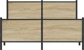 vidaXL Σκελετός Κρεβ. Χωρίς Στρώμα Sonoma Δρυς 140x190 εκ. Μεταλλικό