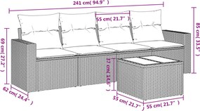 vidaXL Σετ Καναπέ Κήπου 5 τεμ. Μπεζ Συνθετικό Ρατάν με Μαξιλάρια