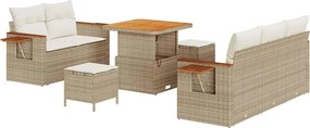 vidaXL Σετ Καναπέ Κήπου με μαξιλάρι 8 pcs Μπεζ και Κρέμα
