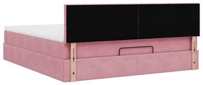 Οθωμανικό κρεβάτι με στρώμα &amp; LEDs Ροζ 160x200cm Βελούδο 3312637